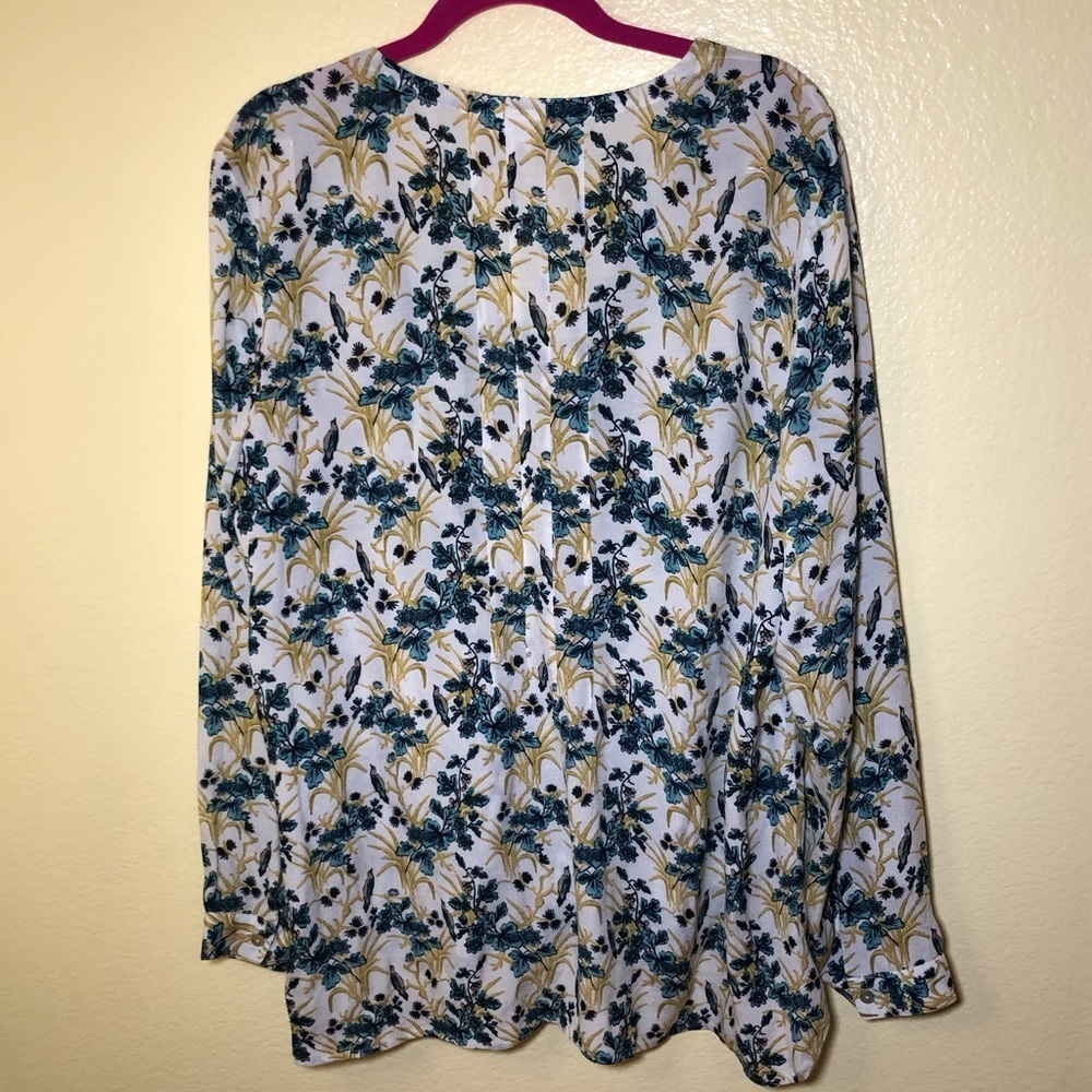 J.Jill floral long sleeve V-Neck top size L - Picture 3 of 10